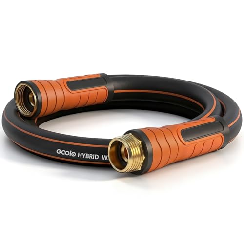 Garden Hose 3ft x 5/8", Heavy Duty Water Hose, Flexible and Durable, Kink Resistant Lightweight Hybrid Hose, Leakproof Yard Hose with Male to Female Fittings - color: Black, size: 3ft