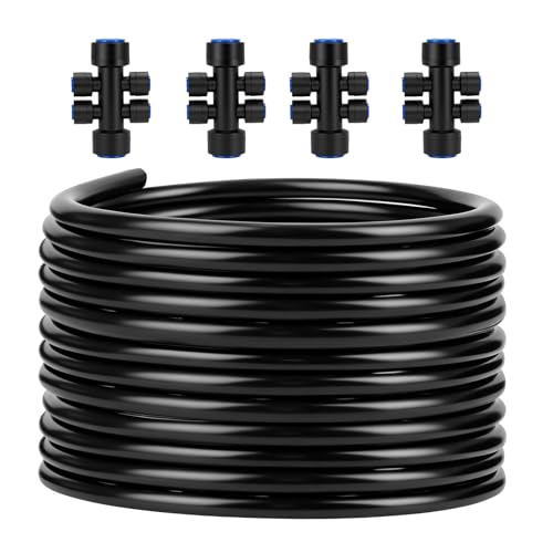 50FT 1/2"(OD) Drip Irrigation Tubing with 4 Fittings - size: 50FT 1/2”(OD) Tube