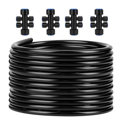 50FT 1/2"(OD) Drip Irrigation Tubing with 4 Fittings - size: 50FT 1/2”(OD) Tube
