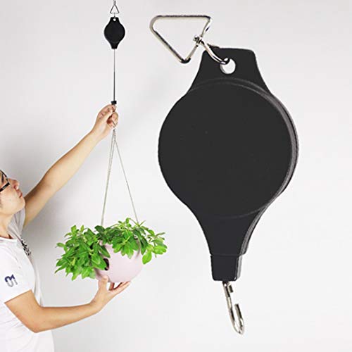Pack Plant Hook Pulley, Retractable Plant Hanger Easy Reach Hanging Flower Basket for Garden Baskets Pots and Birds Feeder Hang High up and Pull Down to Water Or Feed (Black 6Pack) - color: Black 6pack