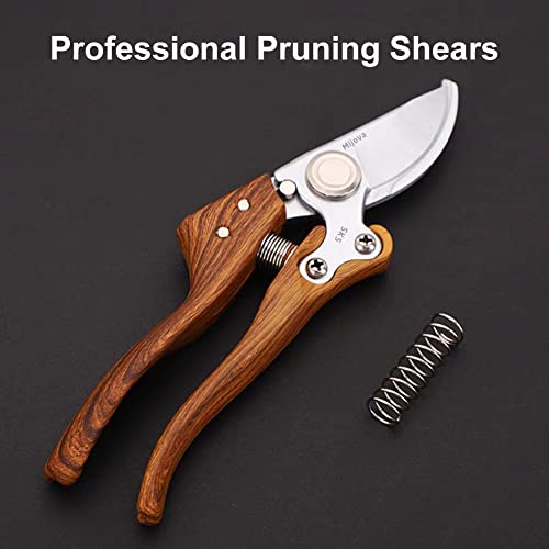 Pruning Shears, High Carbon Steel Heavy Duty Anti-Slip Garden Shears - color: Wood Grain