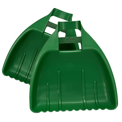 Whitefurze Leaf Grabber Garden Scoops for Removal of Leaves, Grass, Hedge Clippings and Mulching, Green - color: Forest Green, size: Leaf Grabber Set (Set of 2)