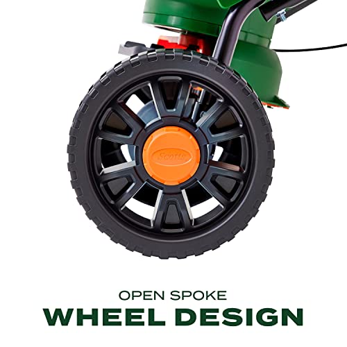 Scotts Turf Builder EdgeGuard DLX Broadcast Spreader for Seed, Fertilizer, Salt, Ice Melt, Holds up to 15,000 sq.ft. Product, Green - style: Deluxe