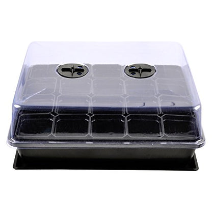 eZAKKA 14.6" x 11.8" Seed Starter Tray Kit with Dome, 20 Cells, Black - color: Black Pots