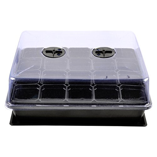 eZAKKA 14.6" x 11.8" Seed Starter Tray Kit with Dome, 20 Cells, Black - color: Black Pots