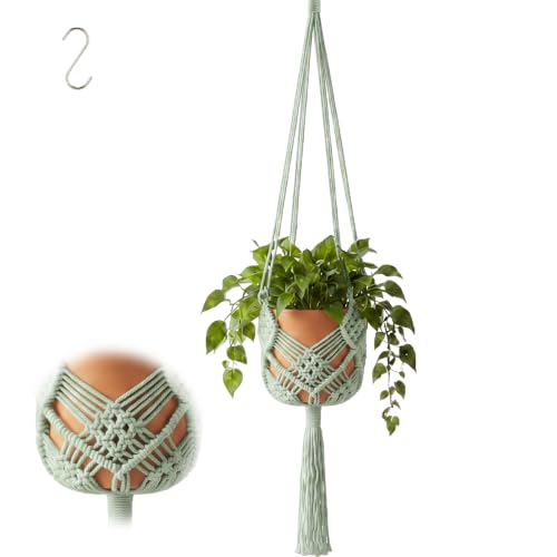 Shappy 1 Pack Boho Macrame Plant Hanger for Indoor - color: Sage Green, size: Style B