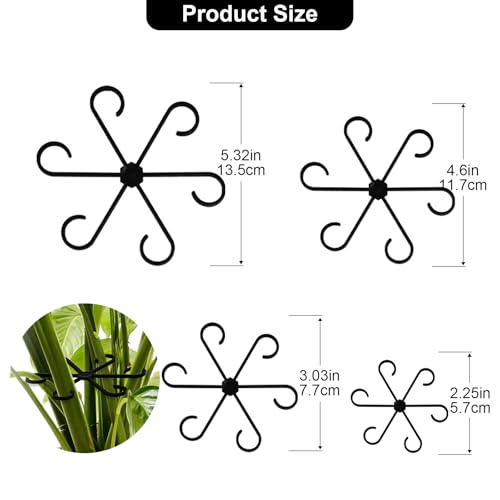12pcs Climbing Houseplant Stem Supports,Plant stem Support Indoor Outdoor Use,Stem Hook Growth Accessories for Plant Garden, Promotes Upright Growth and Airflow(Black) - size: 12PCS