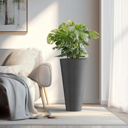 Kante Set of 2 Black Plastic Round Planters 29" Tall Home & Outdoor - color: Black, size: 29" H