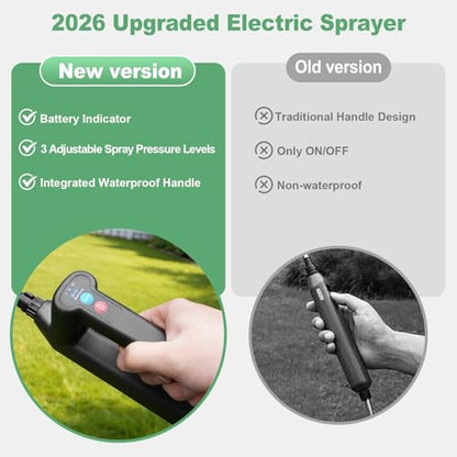 SideKing 2 Gallon Battery Powered Sprayer, Electric Garden Sprayer with 3 Adjustable Pressures & Telescopic Wand, Rechargeable Weed Sprayer for Lawn, Yard & Pest Control, 4 Nozzles Included - size: 2 Gal