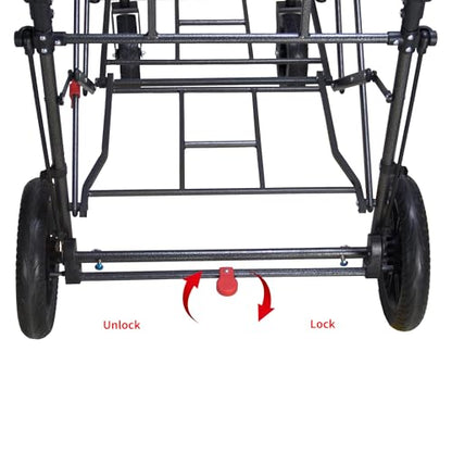 TMZ Collapsible Wagon with 2 Foldable Seats, Folding Wagon with Canopy, Multi Functional Cart with Adjustable Handle Bar, Front Expandable for Transport Camping (Beige) - color: Beige