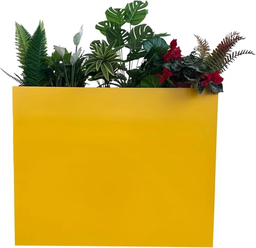 38" L x 13" W x 30" H Metal Tall Rectangular Planter - Large Planter Box for Outdoor Patio/Porch Modern Design for Plants, Flowers, Garden,Spliced Flower Pot (Yellow) - color: Yellow