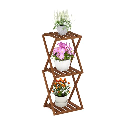 Furinno TIOMAN Outdoor Tool-Free 3-Tier Patio Table, Natural - size: 3-Tier Foldable Side Table