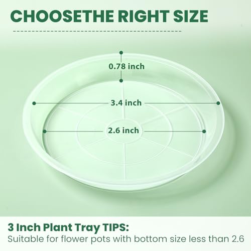 5 Pack 3 Inch Clear Plastic Plant Saucers for Indoors, Durable Plant Trays for Pots and Plant Water Catcher Tray with No Holes, Reusable Plastic Trays for Plants (3''-5Pack) - size: 3''-5Pack
