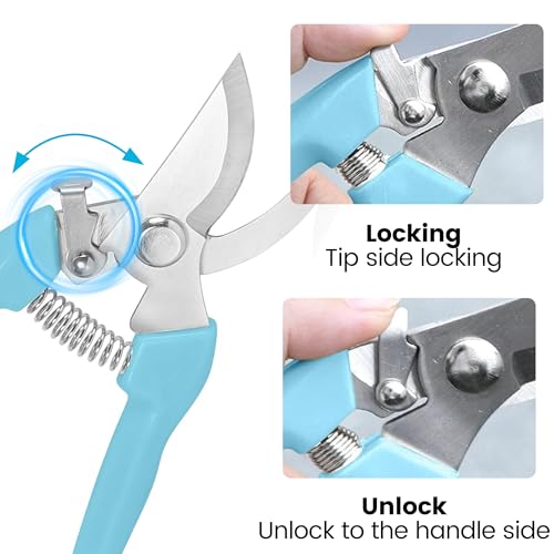 Blue Curved Blade Stainless Steel Garden Shears - Premium Branch Trimmer with Ergonomic PP Handle - color: Blue, size: Bend mouth