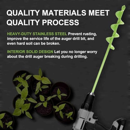 TCBWFY Auger Drill Bit for Planting 1.6x16.5inch Extended Length Garden Auger Spiral Drill Bit,TCBWFY 24 Inch Auger Drill Bit for Planting - 1.2"x24" Long Handle Easy Planter Garden Auger