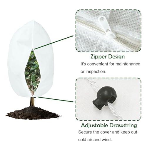 5-Pack Plant Covers Freeze Protection, Drawstring Tree Cover, Winter Freeze Plant Protection, Tree Jacket Frost Blanket for Outdoor Plants, 23.6" x 31.5" - size: 22.4"×24"