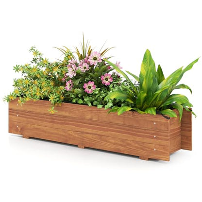 S AFSTAR Raised Garden Bed, 44" x 11" x 10" Wood Rectangle Planter Box with Drainage Holes, Water-Resistant Paint, Decorative Window Box, Outdoor Garden Bed for Fruit Vegetable Flower Herb, Orange - size: 44" x 11" x 10"