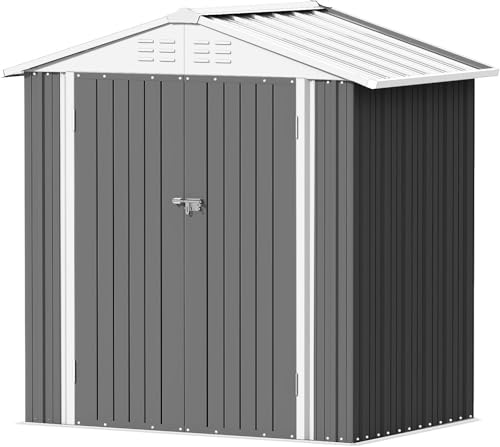 Devoko 6x4 FT Outdoor Storage Shed, Gray - color: Gray, size: 6x4 FT