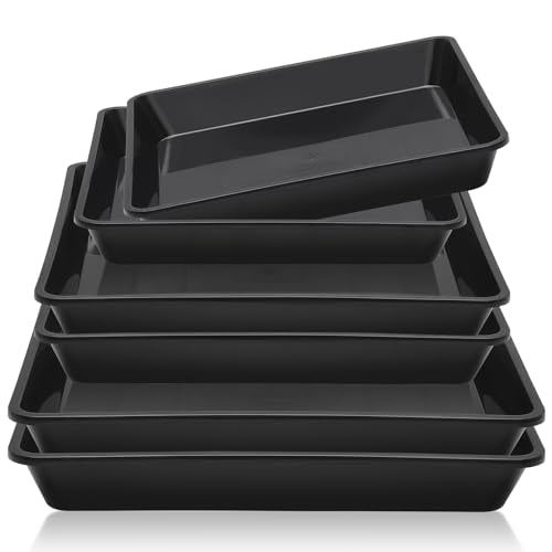 Greaner 10/12/14 Inches Square Plant Saucer, Black Plant Drainage Tray, Seed Starter Growing Trays for Indoors and Outdoors (6 PCS) - color: Black, size: 10"/12"/14"