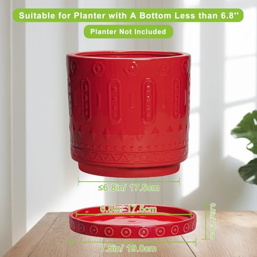 Eightpot 2 Pack Plant Plates to Catch Water, Plant Trays for Pots Indoor Outdoors, 7.5 Inch Plants Water Catcher Tray, Round Flower Pot Saucers, Modern Decorative Dishes to Catch Water, Red - color: Red, size: 7.5 Inch (2 Pack)