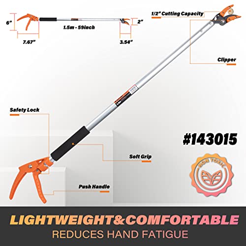 KSEIBI 143015 Long Reach Cut & Hold Bypass Pruner 5.0 ft - 1.5m - size: 5.0 ft