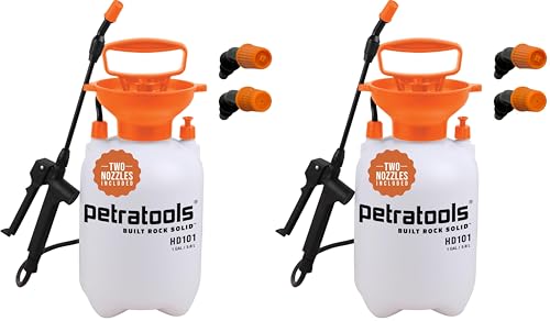 Petratools 1 Gallon Pump Sprayer – HD101 Garden Sprayer for Weeds, Lawn Care & Pesticides – 52” Long Hose, 2 Nozzles & Easy Carry Handle – Durable & Lightweight (Pack of 2) - color: Orange, size: 1 Gallon (Pack of 2)