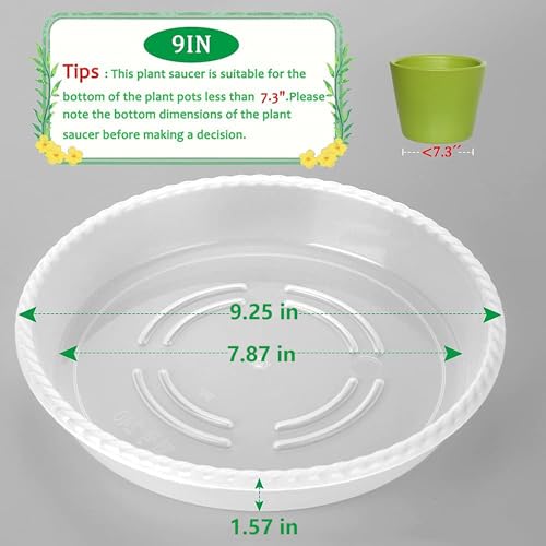 8 Pack of 9 Clear Plant Saucer Drip Trays, Plant Tray for Indoor and Outdoor Plants, Thicker & Sturdier & Durable Plastic Plant Saucers Plant Accessories Indoor - color: Clear, size: 9"