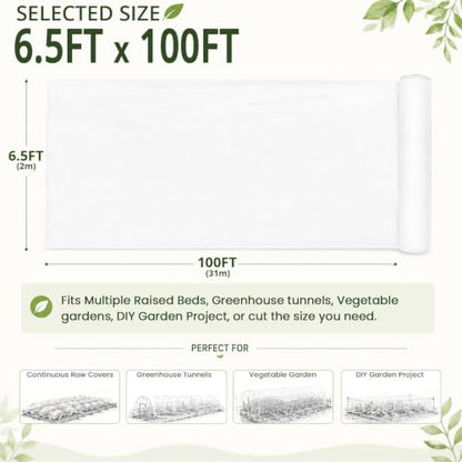 Roll Packed 6.5x100FT Garden Netting, Fine Mesh Insect Barrier for Plants - size: 6.5Ft x 100Ft
