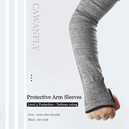 Protective Arm Sleeves, Level 5 Protection Cut Resistant Sleeves with Thumb Hole (Grey) - color: Grey