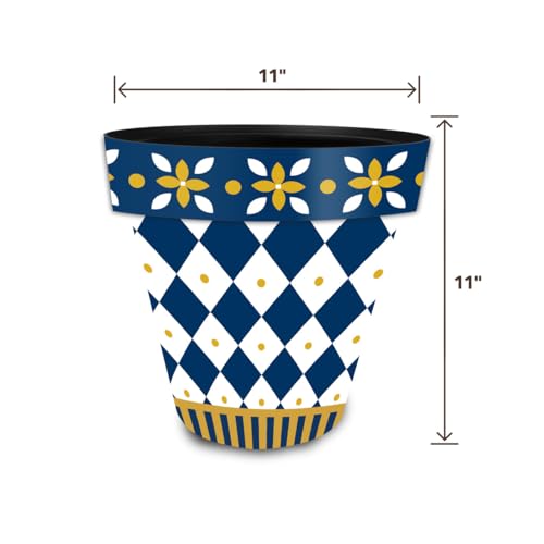 Briarwood Lane Everyday Planter 11.75 x 11 x 11 Blue and Gold Medium - color: Bg Checker, size: Medium