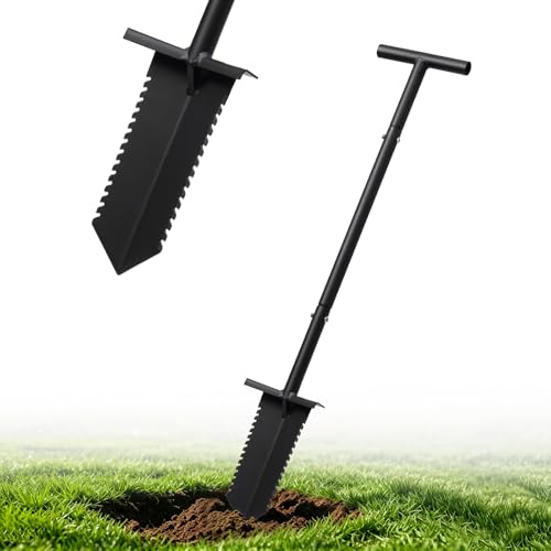 Metal Detecting Shovel, 39" Root Slayer Shovel with Serrated Blade, Lightweight and Durable Garden Spade Shovel, Metal Detector Shovel, Drain Spade for Cutting Root, Digging, Trenching, Transplanting