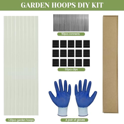 Greenhouse Hoops 120pcs, Sunwuk Garden Hoops for 1-3.5ft Wide Raised Bed, 30 Sets of 5.6ft Long Super Bendable Fiberglass Support Hoops Frame, Mini Greenhouse Flat for Row Cover (S Size) - style: 120pcs
