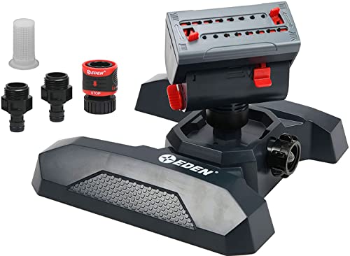 Eden 95124 Adjustable 4-Way Mini Turbo Oscillating Sprinkler W/Quick Connect Starter Set, Covers up to 4,069 sq. ft. Heavy Weight Base - style: Enhanced