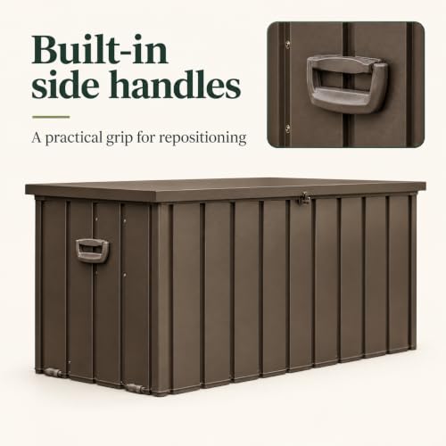 Waterproof Outdoor Storage Box, 100 Gallon Lockable Baúl - color: Dark Brown-B