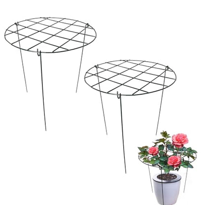 2 Pack Round Peony Cages and Supports Grow Through Plant Supports Ring Hoop,24 inch Plant Support Stake with 3 Legs for Potted Plant Tomato, Rose (24inch)