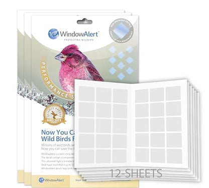 WindowAlert Performance Series Diamond Anti-Collision Decal 12 Pack - UV-Reflective Window Decal to Protect Wild Birds from Glass Collisions - Made in the USA - color: Diamond, size: 12-Pack