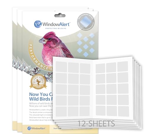 WindowAlert Performance Series Diamond Anti-Collision Decal 12 Pack - UV-Reflective Window Decal to Protect Wild Birds from Glass Collisions - Made in the USA - color: Diamond, size: 12-Pack