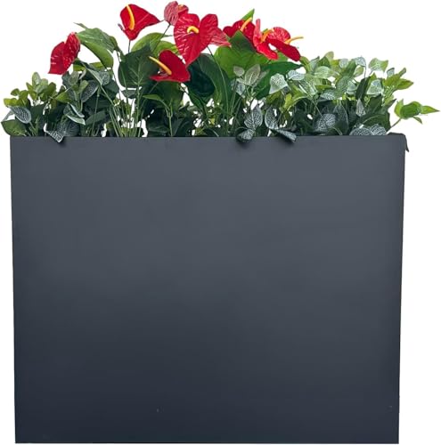 38" L x 13" W x 30" H Metal Tall Rectangular Planter - Large Planter Box for Outdoor Patio/Porch Modern Design for Plants, Flowers, Garden,Spliced Flower Pot (Black) - color: Black