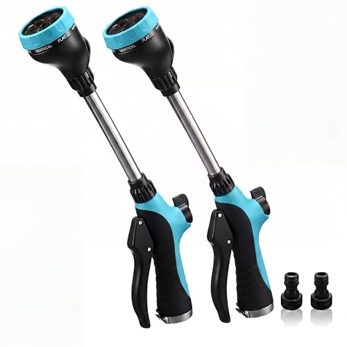 Hushee 2 Pack 16 Inch Metal Watering Wand for Garden Hose, 8 Pattern, Blue - color: Blue