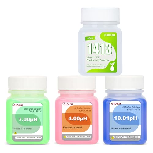 EC Calibration Buffer Solution 1413µS/cm and pH4/7/10,TDS Buffer Kit - color: Green