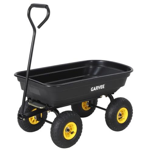 Garvee Garden Dump Cart, 400lb Heavy Duty Poly Wagon with Pneumatic Tires - size: 400LBS