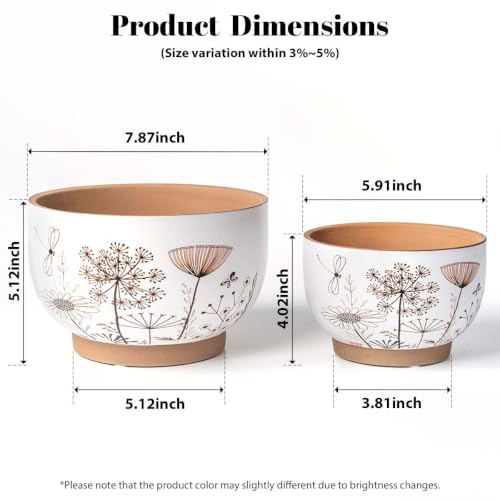 Terracotta Pots, 8+6 Inch Plant Pots, 2 Pcs with Drainage Holes - color: Gadern, size: 8+6 Inch