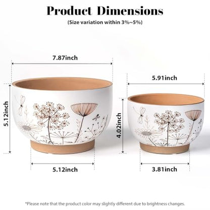 Terracotta Pots, 8+6 Inch Plant Pots, 2 Pcs with Drainage Holes - color: Gadern, size: 8+6 Inch