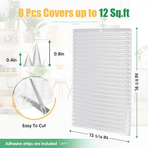 Zipcase 8 Pack Scat Mat for Cats - 13 x 16 in Updated Dual Length Cat Deterrent Mat with Narrower & Denser Spikes, More Effective for Indoor & Outdoor Cat Repellent Fence Covers 12 Sq.ft (1728 Sq.in)