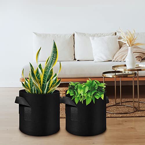 75 Pack 7 Gallon Plant Grow Bags Bulk, Thickened Nonwoven Fabric Pots with Handles, Black Vegetable Planter Bags Containers, Cloth Planters for Garden Vegetable/Flower/Plant/Fruits Outdoor - size: 7 Gallon