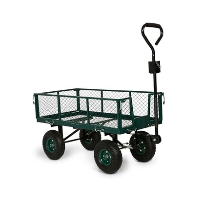 Backyard Expressions Heavy Duty Garden Cart 600 lb, 38" x 20" Steel Bed Utility Wagon with Removable Mesh Sides, Powder-Coated Frame, 10" Pneumatic Wheels, Pull Handle Yard/Lawn Hauler - style: 600 Lb (2026)
