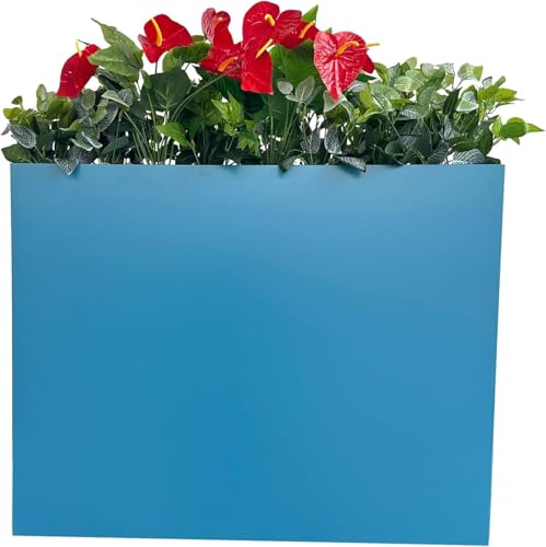38" L x 13" W x 30" H Metal Tall Rectangular Planter - Large Planter Box for Outdoor Patio/Porch Modern Design for Plants, Flowers, Garden,Spliced Flower Pot (Navy) - color: Navy