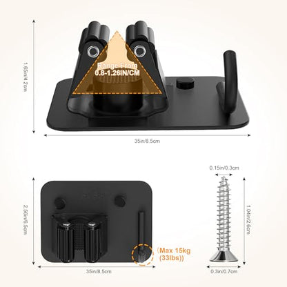 4 Pack Stainless Steel Heavy Duty Broom Holder Wall Mount with Hook, Black - color: D-Black, size: 4PCS Gripper