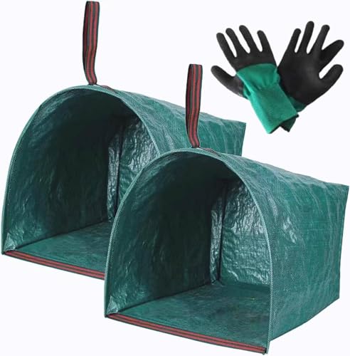 2-Pack 40-Gallon Heavy-Duty Reusable Yard Waste Bags with Gloves - style: 2 PACK leaf bags With Gardening Gloves