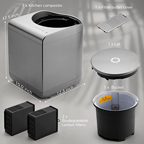 Airthereal R500 Electric Kitchen Composter, 2.5L, Gray - color: Gray, size: Plastic Cover